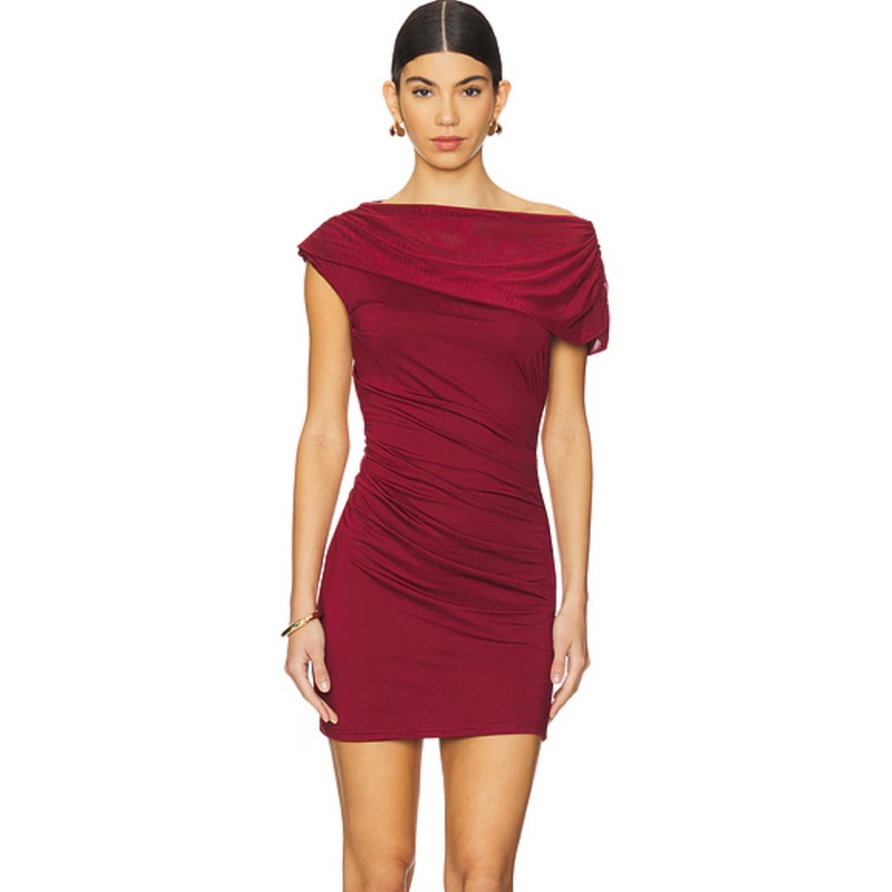 Chic One-Shoulder Burgundy Dress
